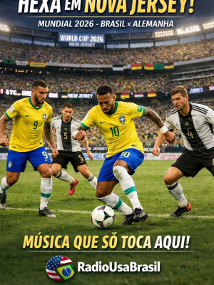 Jogador da Seleção Brasileira com a Trilha do Hexa em Nova Jersey na Radio USA Brasil
